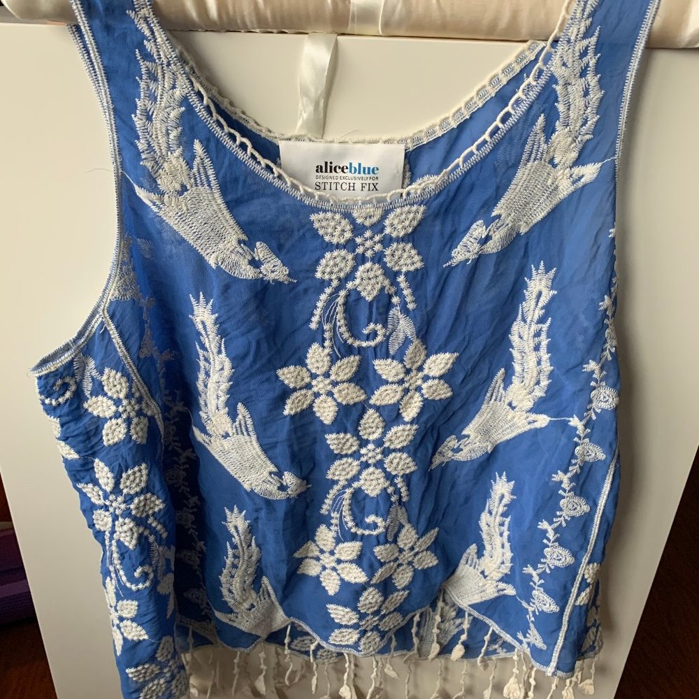 Blue and Cream Tank Style Top